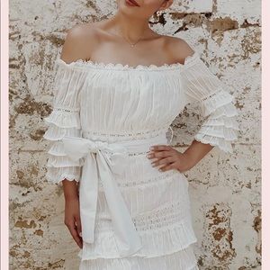 Zimmerman white ruffle lace mini dress